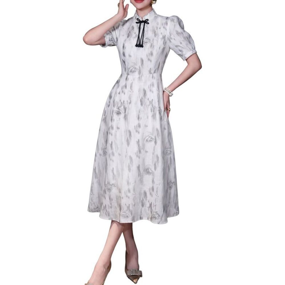 Burryco Womens  Short Sleeve Midi Dress, White